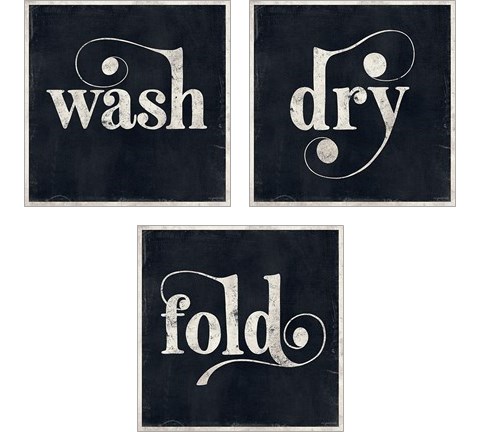 Black Background Laundry 3 Piece Art Print Set by Kyra Brown