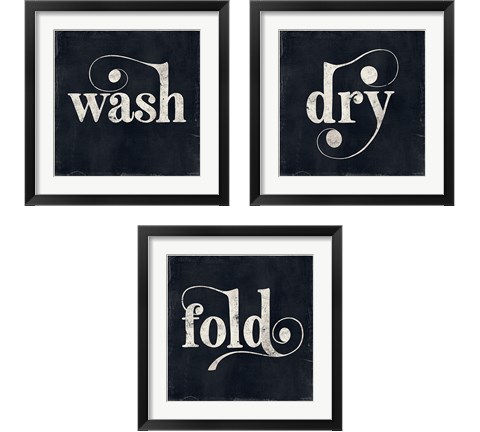 Black Background Laundry 3 Piece Framed Art Print Set by Kyra Brown