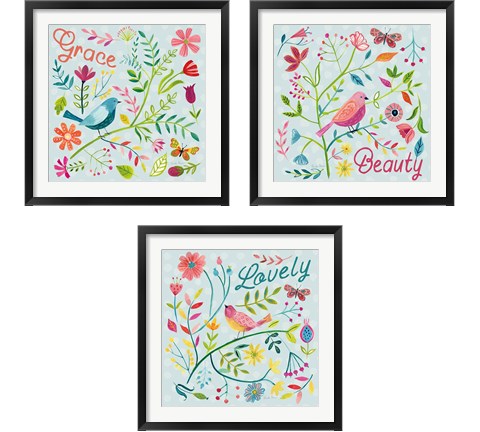 Budding Beauty 3 Piece Framed Art Print Set by Farida Zaman