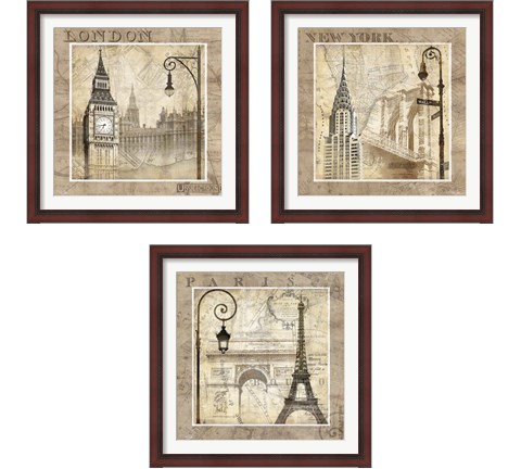 City 3 Piece Framed Art Print Set by Keith Mallett