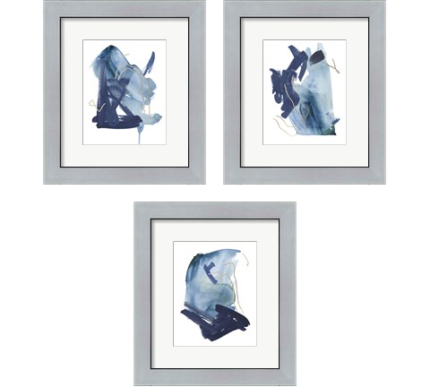 Indigo Collide 3 Piece Framed Art Print Set by Melissa Wang