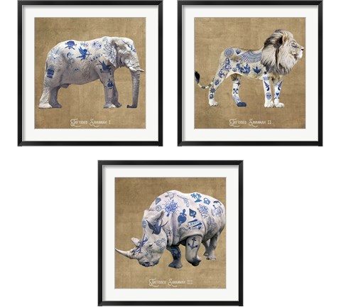 Tattooed Savannah 3 Piece Framed Art Print Set by Steven Hill