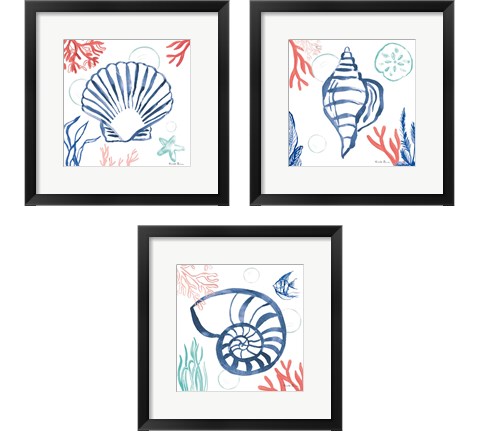 Coastal Jewels 3 Piece Framed Art Print Set by Farida Zaman