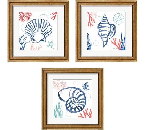 Coastal Jewels 3 Piece Framed Art Print Set by Farida Zaman