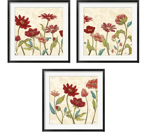 Red Gold Beauties 3 Piece Framed Art Print Set by Janelle Penner