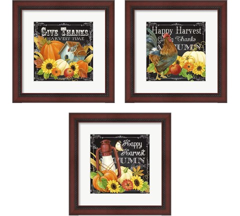 Harvest Greetings 3 Piece Framed Art Print Set by Jane Maday