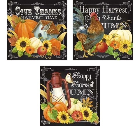 Harvest Greetings 3 Piece Art Print Set by Jane Maday