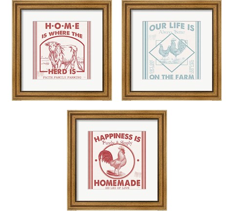 Vintage Farmhouse 3 Piece Framed Art Print Set by Pela Studio