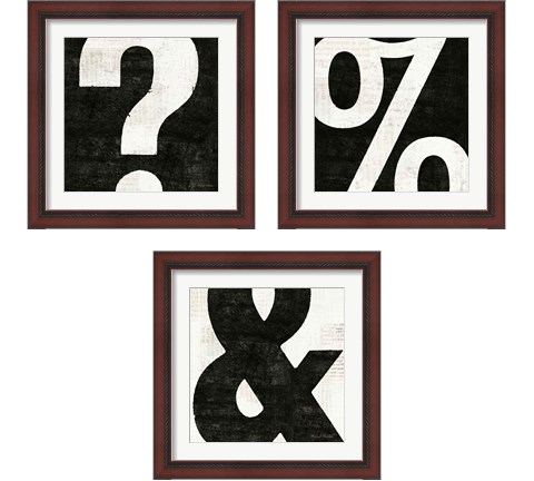 Punctuated Black Square 3 Piece Framed Art Print Set by Michael Mullan