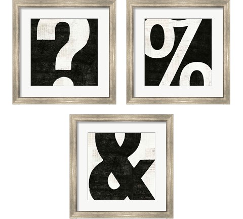 Punctuated Black Square 3 Piece Framed Art Print Set by Michael Mullan