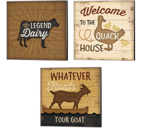 Floats Your Goat 3 Piece Canvas Print Set by Jennifer Pugh