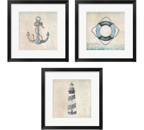 Blue Nautical 3 Piece Framed Art Print Set by JMB Designs