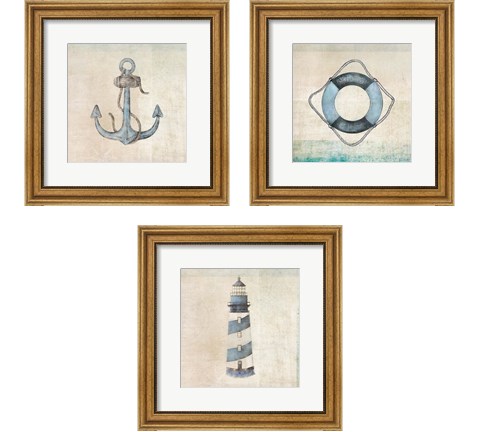 Blue Nautical 3 Piece Framed Art Print Set by JMB Designs