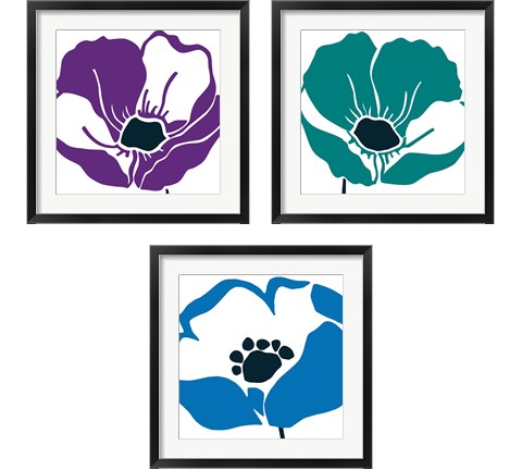 Pop Art Floral 3 Piece Framed Art Print Set by Wild Apple Portfolio