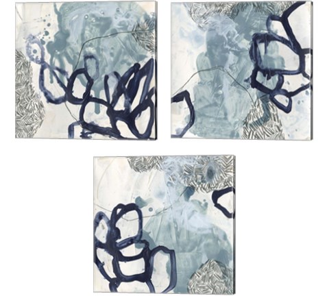 Blue Slate 3 Piece Canvas Print Set by June Erica Vess
