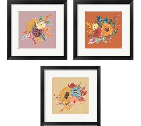 Harvest Garden Flowers 3 Piece Framed Art Print Set by Laura Marshall