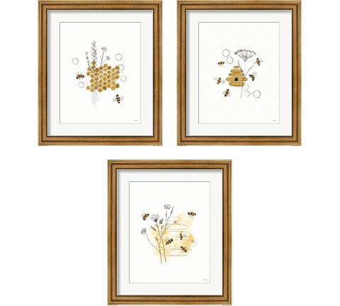 Bees and Botanicals 3 Piece Framed Art Print Set by Leah York