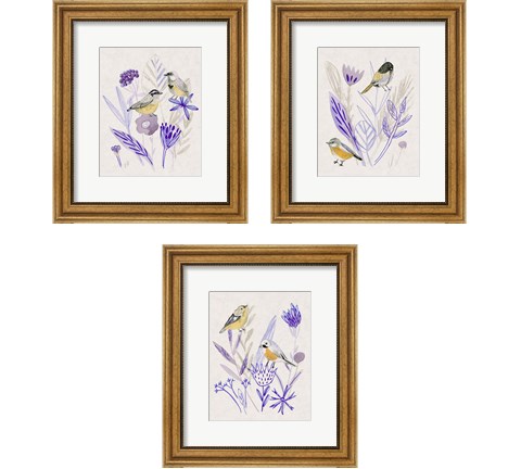 Meander in Violet 3 Piece Framed Art Print Set by Melissa Wang