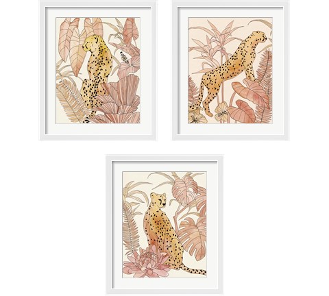 Blush Cheetah 3 Piece Framed Art Print Set by Annie Warren