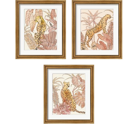 Blush Cheetah 3 Piece Framed Art Print Set by Annie Warren