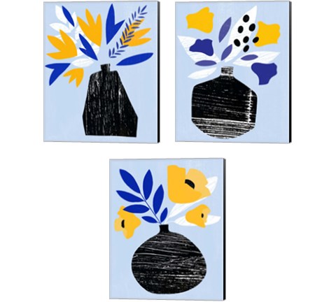 Ruffled Vase 3 Piece Canvas Print Set by Annie Warren