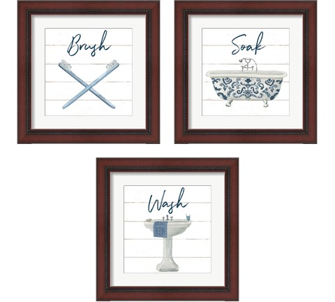 Cottage Bath 3 Piece Framed Art Print Set by Wild Apple Portfolio