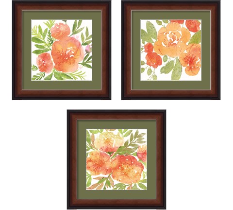 Peachy Floral 3 Piece Framed Art Print Set by Bluebird Barn