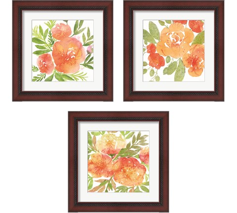 Peachy Floral 3 Piece Framed Art Print Set by Bluebird Barn