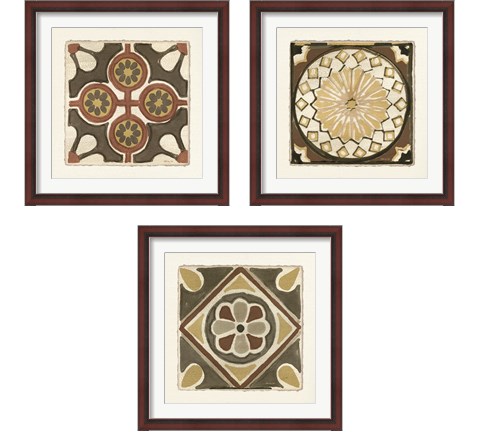 Moroccan Tile Pattern 3 Piece Framed Art Print Set by Stellar Design Studio