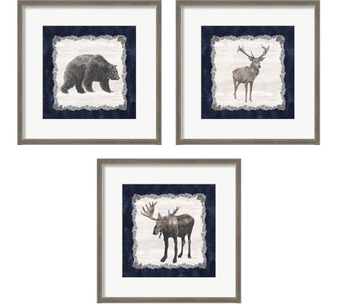 Blue Cliff Mountains 3 Piece Framed Art Print Set by Tara Reed