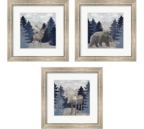 Blue Cliff Mountains 3 Piece Framed Art Print Set by Tara Reed