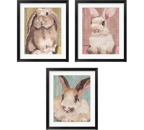 Bunny  3 Piece Framed Art Print Set by Elizabeth Medley