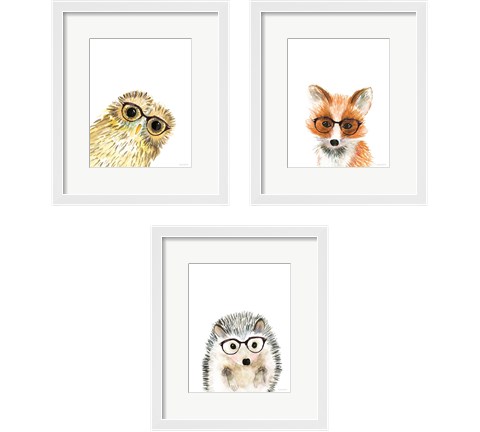 Animal in Glasses 3 Piece Framed Art Print Set by Mercedes Lopez Charro