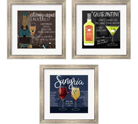 Cartoon Cocktails 3 Piece Framed Art Print Set by Kyra Brown