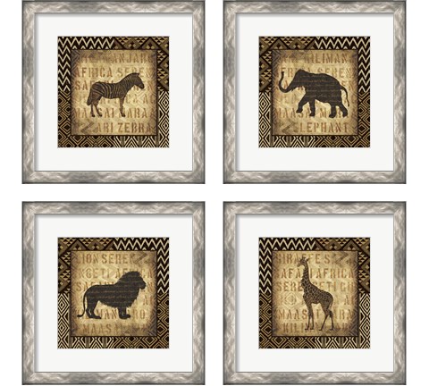 African Widl Animal 4 Piece Framed Art Print Set by Wild Apple Portfolio