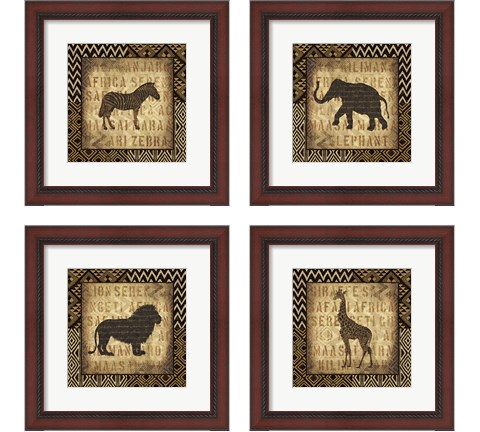 African Widl Animal 4 Piece Framed Art Print Set by Wild Apple Portfolio