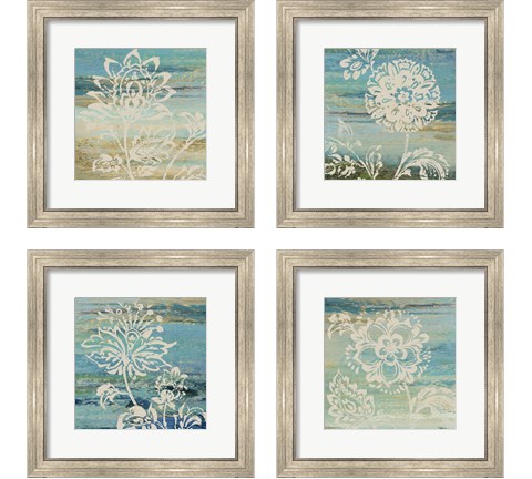 Blue Indigo with Lace 4 Piece Framed Art Print Set by Studio Nova