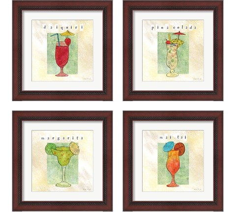 Tropical Cocktails 4 Piece Framed Art Print Set by Caitlin Dundon