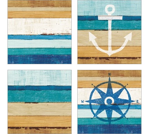 Beachscape Nautical White 4 Piece Art Print Set by Michael Mullan