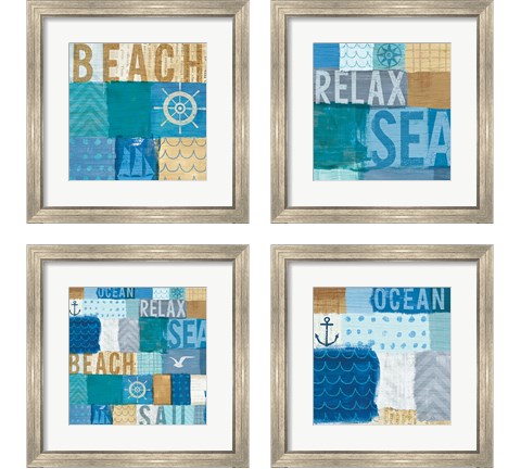 Beachscape Collage 4 Piece Framed Art Print Set by Michael Mullan