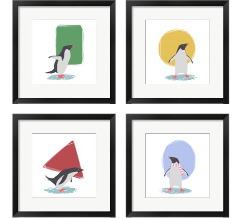 Minimalist Penguin, Girls 4 Piece Framed Art Print Set by Color Me Happy