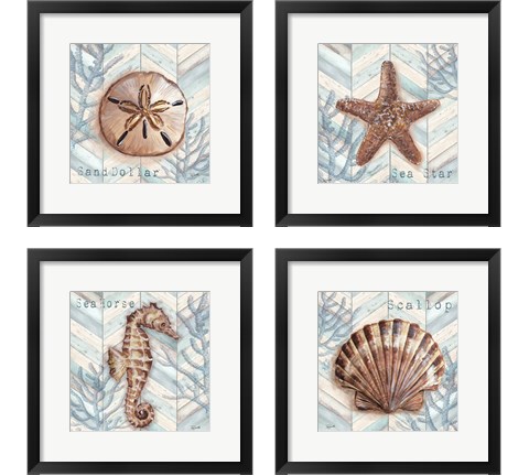 Chevron Shell 4 Piece Framed Art Print Set by Tre Sorelle Studios