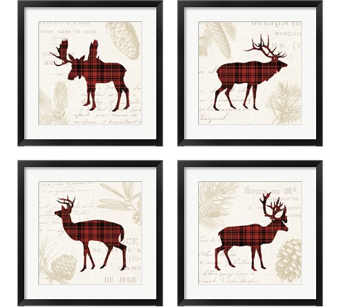 Plaid Lodge 4 Piece Framed Art Print Set by Wild Apple Portfolio