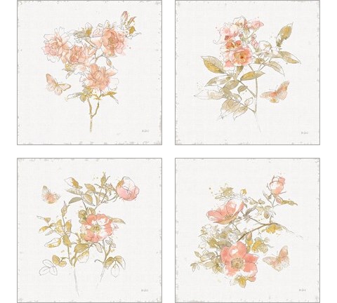 Watery Blooms 4 Piece Art Print Set by Katie Pertiet