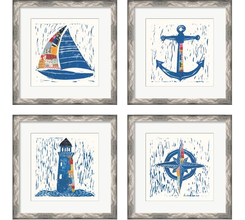 Nautical Collage 4 Piece Framed Art Print Set by Courtney Prahl