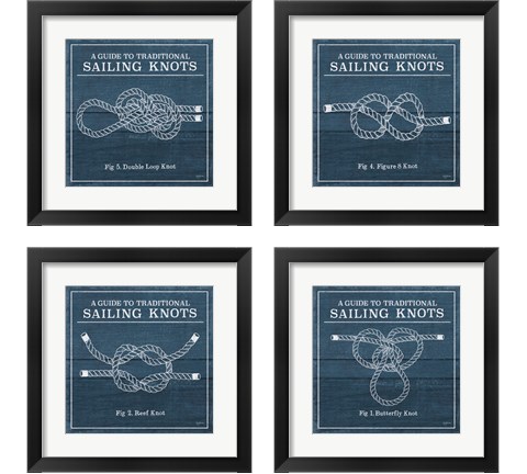 Vintage Sailing Knots 4 Piece Framed Art Print Set by Mary Urban