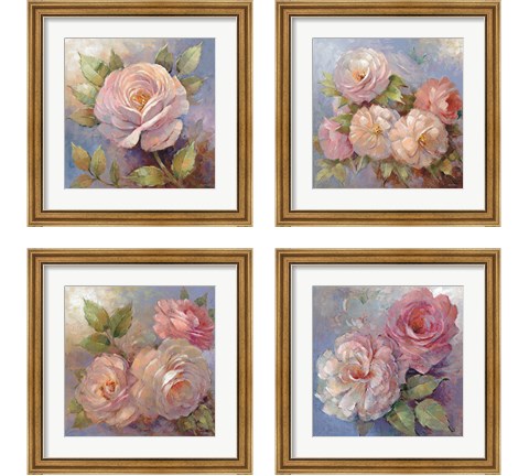 Roses on Blue 4 Piece Framed Art Print Set by Peter McGowan