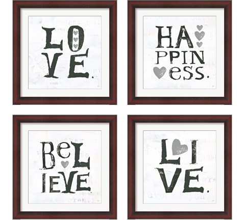 Gray Hearts 4 Piece Framed Art Print Set by Kellie Day