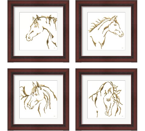 Gilded Horse 4 Piece Framed Art Print Set by Chris Paschke