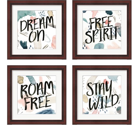 April Showers Inspiration 4 Piece Framed Art Print Set by Laura Marshall